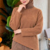 Asymmetrical Hem French Terry Knit Sweater Latte