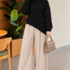 Asymmetrical Hem French Terry Knit Sweater Black - immagine 2