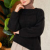 Asymmetrical Hem French Terry Knit Sweater Black - immagine 3