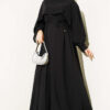 Asymmetrical Shoulder Panel Dress Black