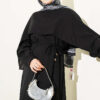 ⁦Asymmetrical Shoulder Panel Dress Black⁩ - الصورة ⁦2⁩