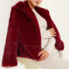 Lined Fur Coat Burgundy