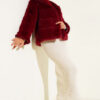 Lined Fur Coat Burgundy - immagine 2