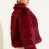 Lined Fur Coat Burgundy - immagine 3