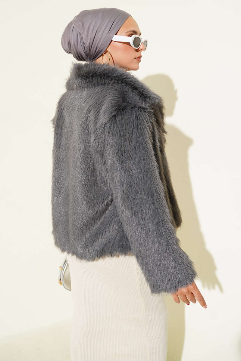 Lined Fur Coat Smoke - Imagen 3