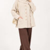 Button-Up Pocketed Knitted Cardigan with Scarf Beige - immagine 3