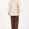 Button-Up Pocketed Knitted Cardigan with Scarf Beige - immagine 4
