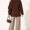 Button-Up Pocketed Knitted Cardigan with Scarf Coffee Brown - الصورة 4