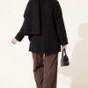 Button-Up Pocketed Knitted Cardigan with Scarf Black - الصورة 4