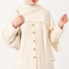 Button-Up Pocketed Knitted Cardigan with Scarf Stone