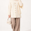 Button-Up Pocketed Knitted Cardigan with Scarf Stone - immagine 3