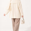 Button-Up Pocketed Knitted Cardigan with Scarf Stone - immagine 4
