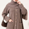 Button-Up Pocketed Knitted Cardigan with Scarf Mink - immagine 2