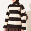 Bear-Print Striped Tunic Dark Brown