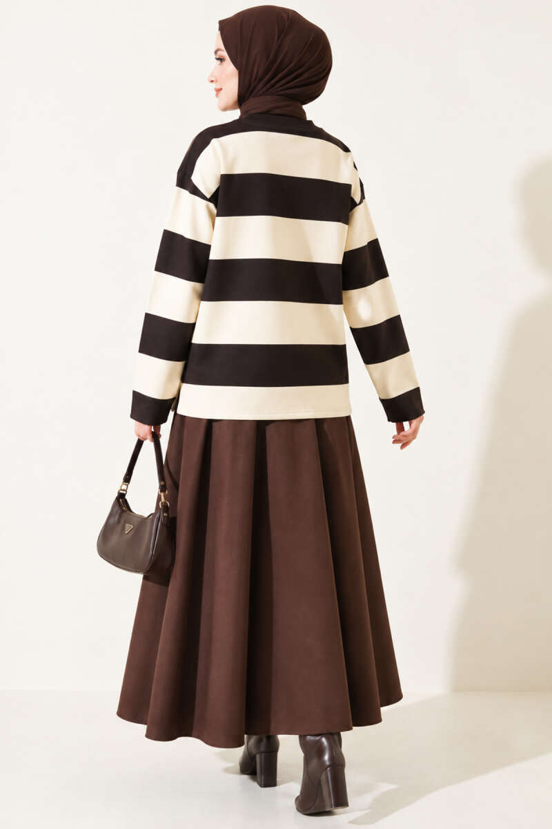 Bear-Print Striped Tunic Dark Brown – Bild 4
