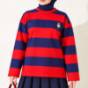 Bear-Print Striped Tunic Red