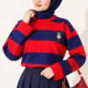 Bear-Print Striped Tunic Red - Image 2