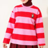 Bear-Print Striped Tunic Pink