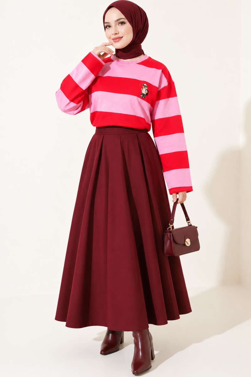 Bear-Print Striped Tunic Pink - Image 3