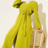 Ayrobin French terry cardigan with internal drawstring Oil Green