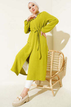 Alternative view of Ayrobin French terry cardigan with internal drawstring Oil Green