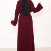 Textured Knit Dress with Honeycomb Pattern Burgundy - immagine 5