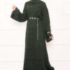 Textured Knit Dress with Honeycomb Pattern Khaki - Imagen 3