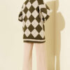 Plaid Pattern Buttoned Knit Cardigan Khaki - immagine 3