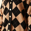 Plaid Pattern Buttoned Knit Cardigan Black - immagine 4