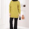 Diamond Pattern Pom-Pom Detailed Knit Sweater Green