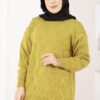 Diamond Pattern Pom-Pom Detailed Knit Sweater Green – Bild 2