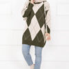 Diamond Pattern Knit Sweater Khaki