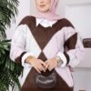 Diamond Pattern Knit Sweater Brown