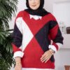 Diamond Pattern Knit Sweater Khaki – Image 6