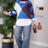 Diamond Pattern Knit Sweater Red – Bild 2