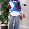 Diamond Pattern Knit Sweater Saxon Blue – Bild 3