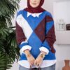 Diamond Pattern Knit Sweater Red
