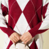 Basic Knit Tunic with Baklava Pattern Burgundy - immagine 4