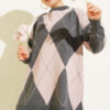 Basic Knit Tunic with Baklava Pattern Smoke