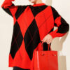 Basic Knit Tunic with Baklava Pattern Red