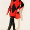 Basic Knit Tunic with Baklava Pattern Red – Bild 2