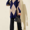 Basic Knit Tunic with Baklava Pattern Saxon Blue - immagine 2