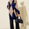 Basic Knit Tunic with Baklava Pattern Saxon Blue - immagine 3