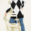 Basic Knit Tunic with Baklava Pattern Black - immagine 2