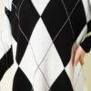 Basic Knit Tunic with Baklava Pattern Black - immagine 4