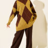 Basic Knit Tunic with Baklava Pattern Oil Green - الصورة 2