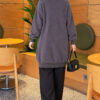 Patterned Buttoned Cardigan with Ribbed Hem Smoke – Bild 4