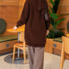 Patterned Buttoned Cardigan with Ribbed Hem Brown – Bild 4