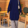 Patterned Buttoned Cardigan with Ribbed Hem Navy Blue - Imagen 4