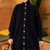 Patterned Buttoned Cardigan with Ribbed Hem Black - الصورة 3